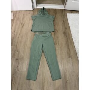Elie Tahari Women's Sage Green Lounge Set – Sleeveless Hoodie & Joggers (Size S)